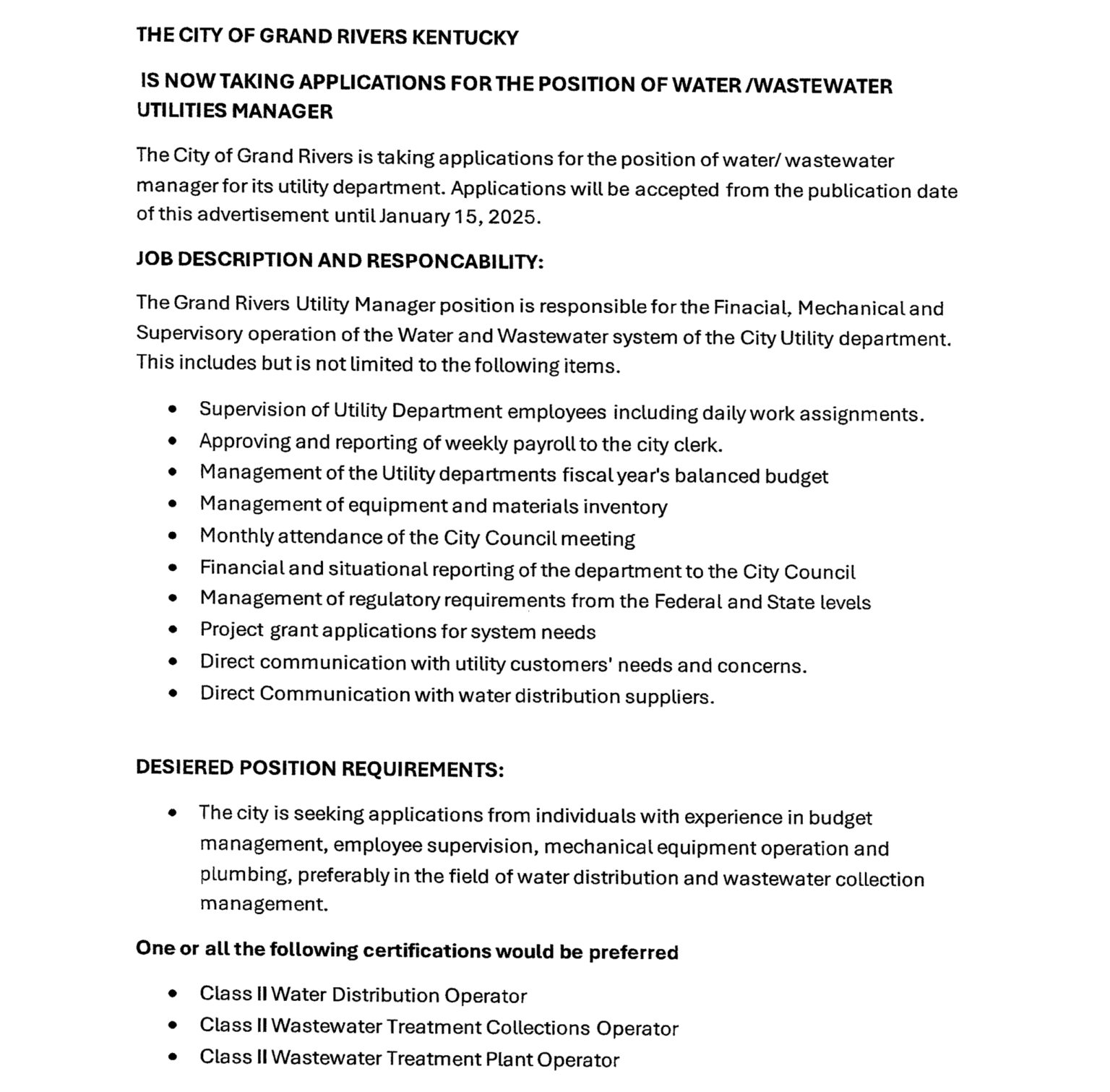 City of Grand Rivers, Kentucky